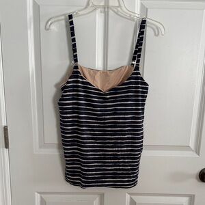 Garnet Hill Striped Navy and Cream Tankini Top